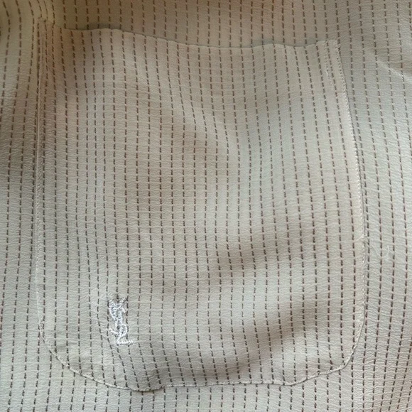 Yves Saint Laurent vintage silk button down blouse shirt cream pinstripe size L - Picture 3 of 8